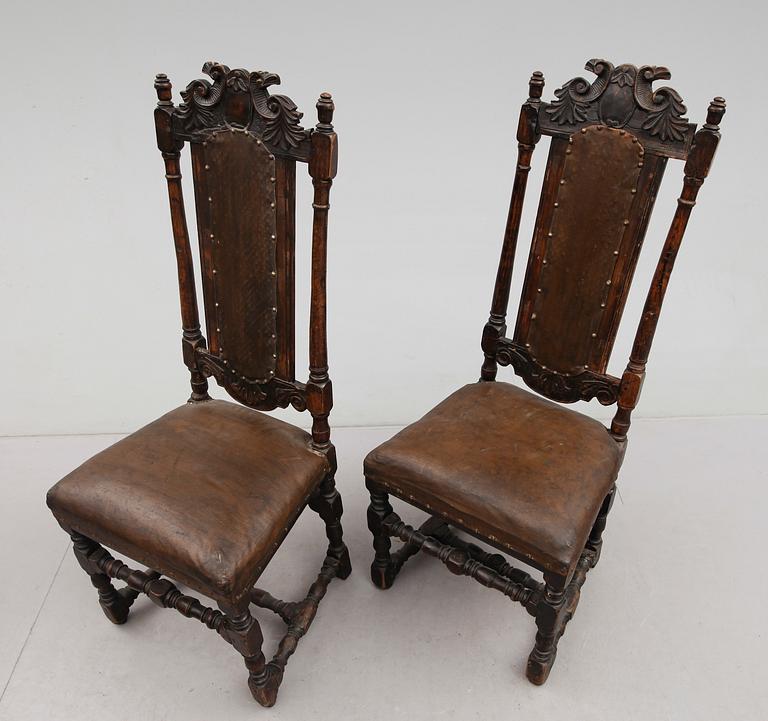 STOLAR, 1 par, barock, Sverige, 1700-tal.
