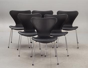 STOLAR, 6 st, "Sjuan", Arne Jacobsen, Fritz Hansen, Danmark.