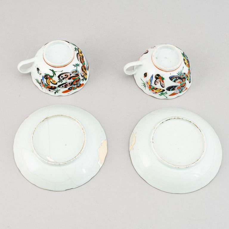 Parti, sju delar, porslin. Qingdynastin, Kanton, 1800-tal.