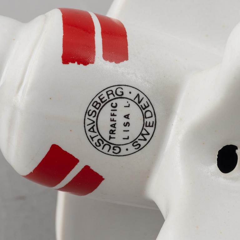 Lisa Larson, figurin, stengods, "Flygplan", ur serien "Traffic", Gustavsberg 1971-73.