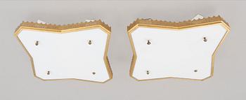 TAKPLAFONDER, ett par, glas samt mässing, Höjd ca 25 cm.