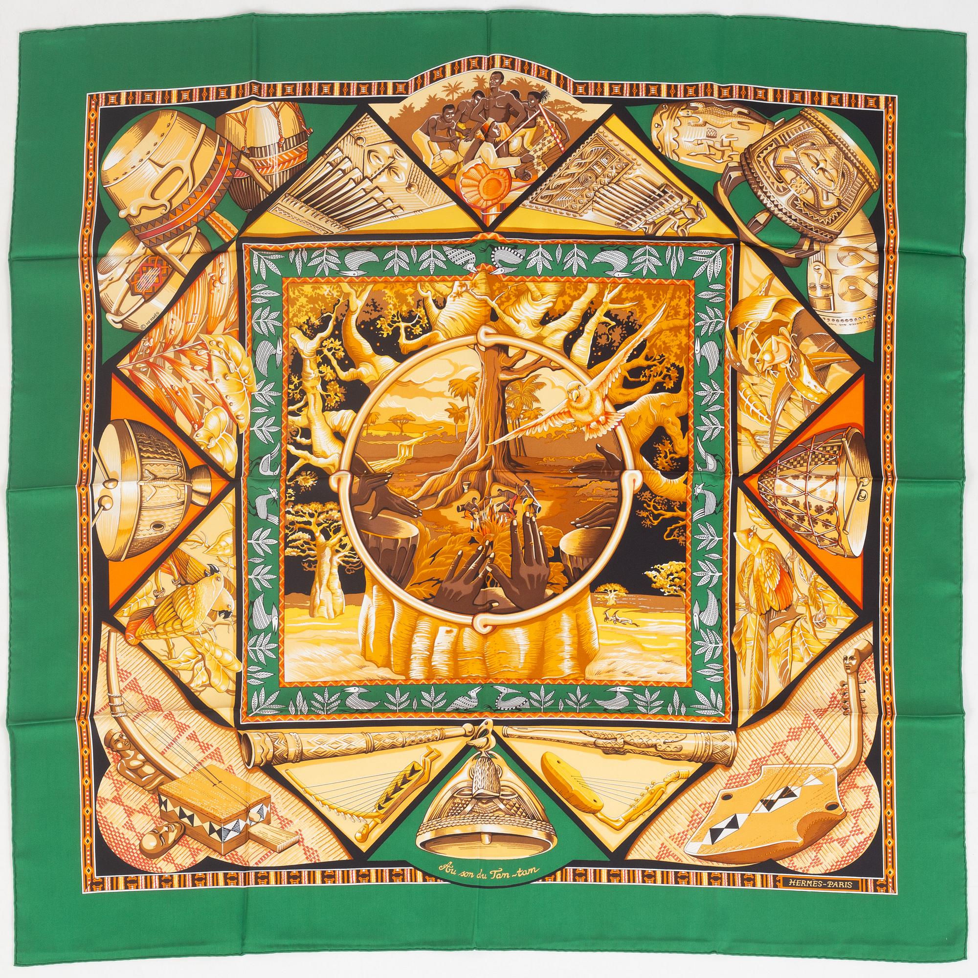 Hermès, scarf "Au Son du Tam-Tam".