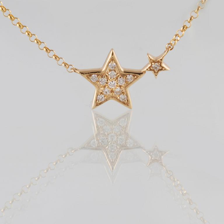 COLLIER, 18K guld med briljantslipade diamanter ca 0.10 ct. Vikt 2,3 gram.
