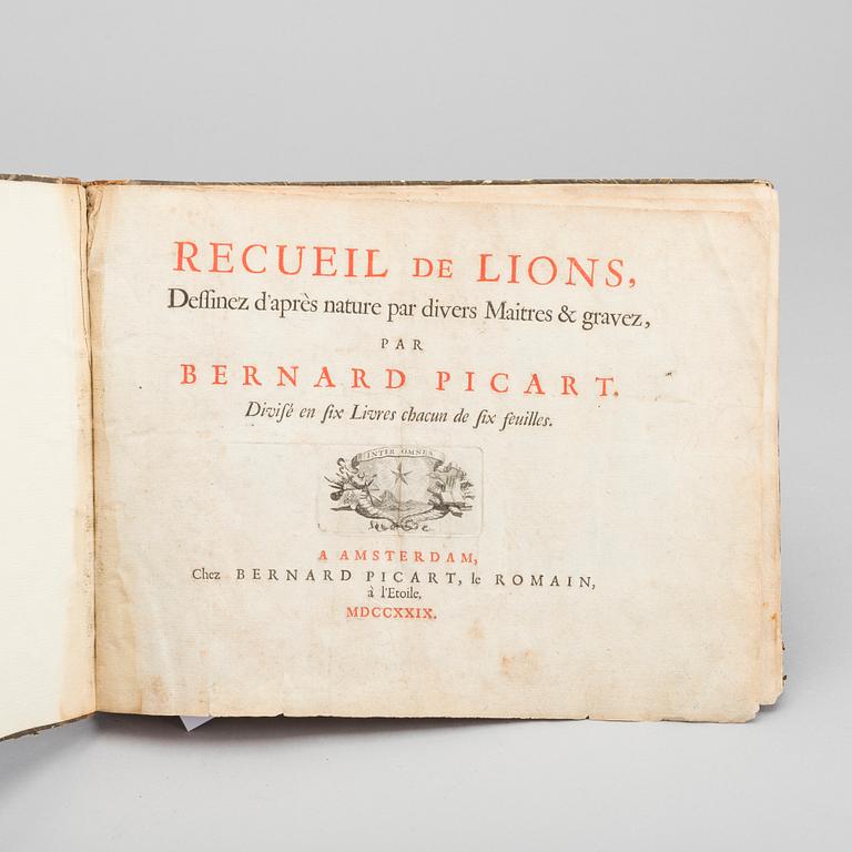 BERNARD PICART, "Recueil de Lions" Amsterdam 1729.