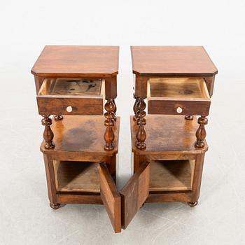Bedside tables, a pair, first half of the 20th century.
