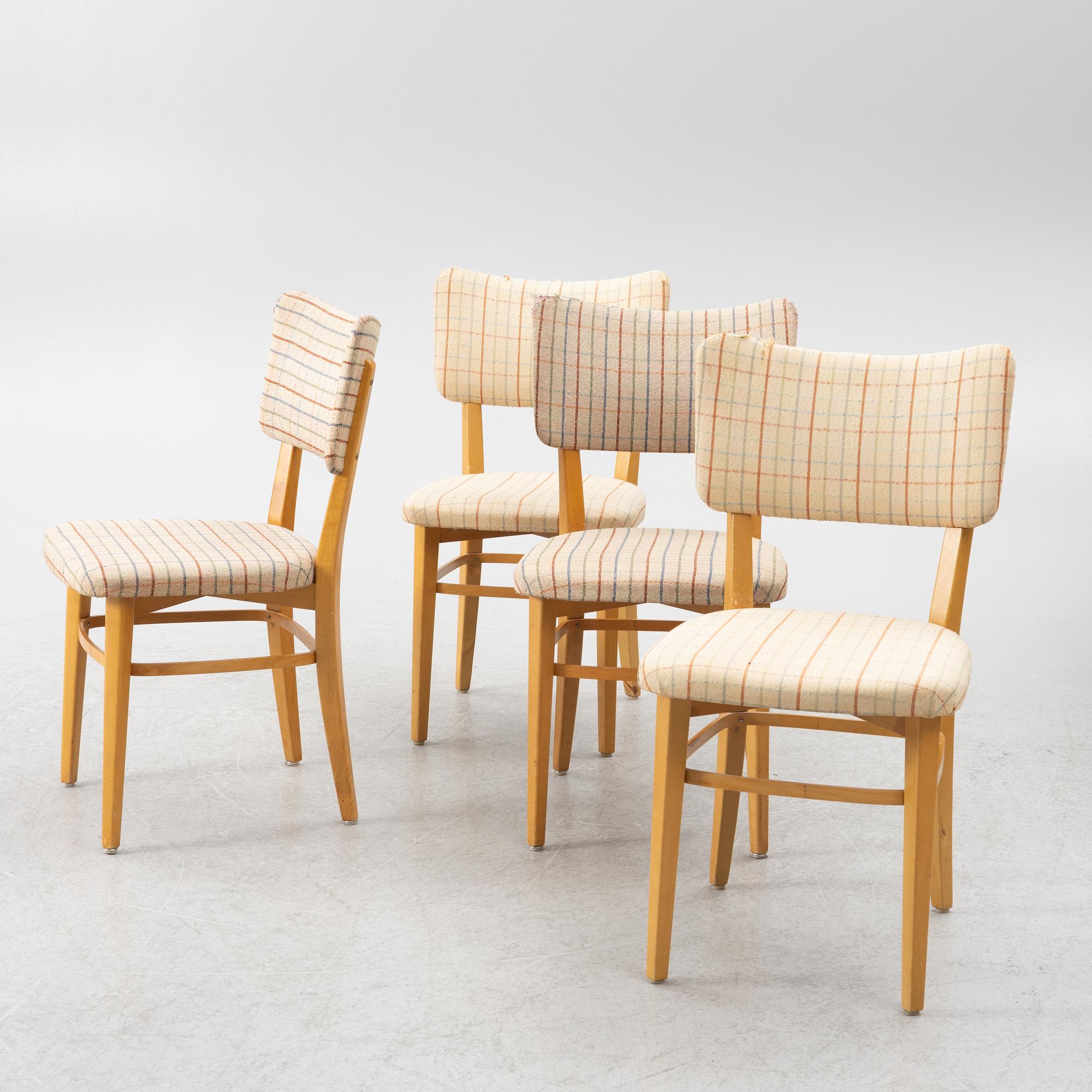 Elias Svedberg, a set of four chairs model "31" from the Triva-Bygg series, Nordiska Kompaniet, 1940s.