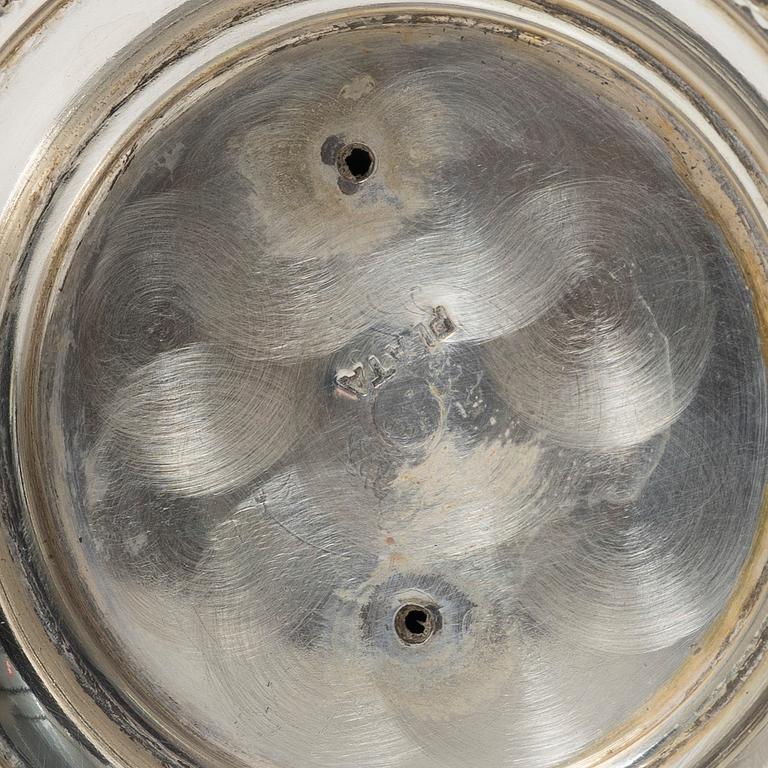 Champagne glasses, a pair, silver and glass, 20th century.