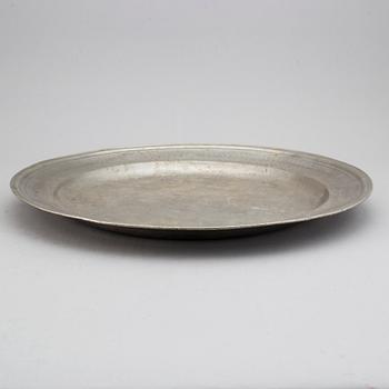 PLATE, pewter, by Johan Lang, Stockholm 1717.