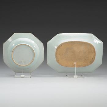 FAT och TALLRIKAR, fem stycken, vapenporslin. Qing dynastin, Qianlong (1736-95).