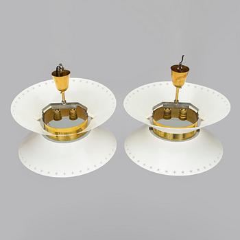 Paavo Tynell, a pair of ceiling lights, made to order, Taito, mid-20th century.