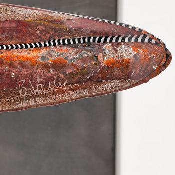 Bertil Vallien, 'Voyage', a large unique sand cast glass sculpture of a boat, Kosta Boda, Sweden.