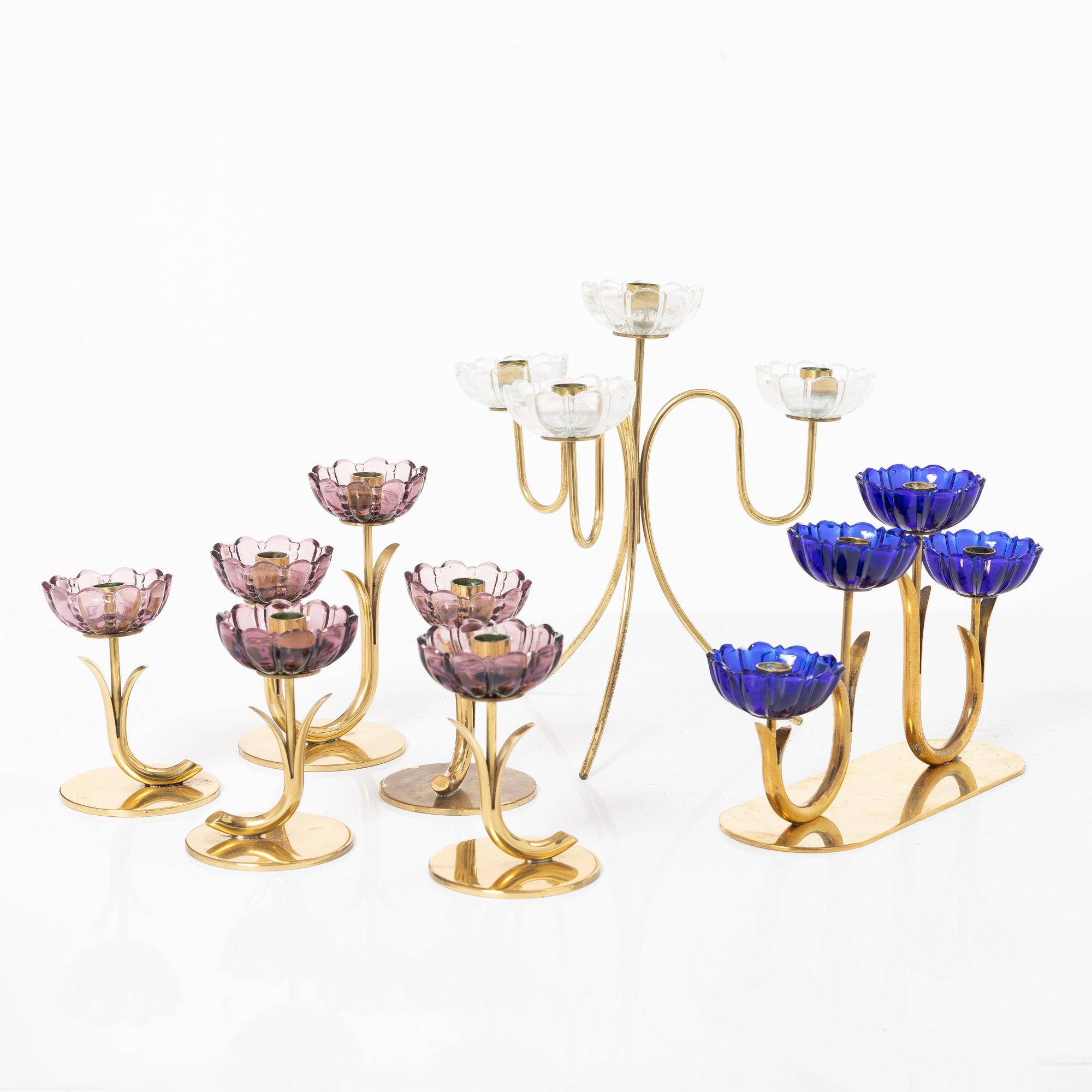 Gunnar Ander, candle holders 7 pcs, Ystad Metall. 20th century, second half.