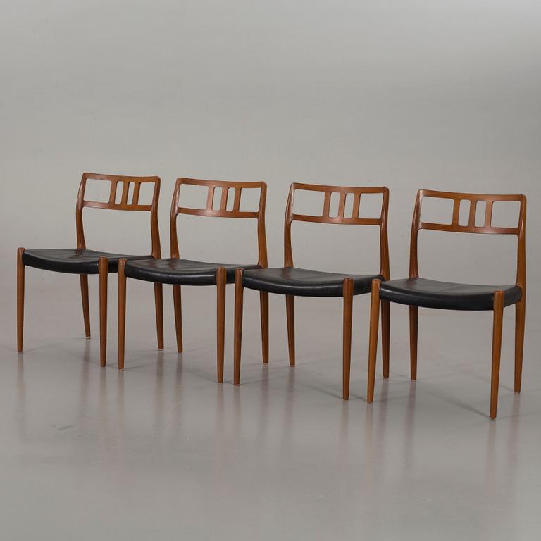 MATBORD och 4 STOLAR, bl a J L Möller models, Danmark, 1900-talets andra hälft.