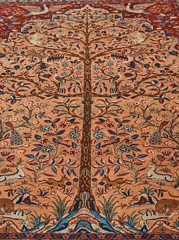 Matto, a semi-antique Kashan, a so called Dabir, ca 383,5-387,5 x 269,5-275 cm.