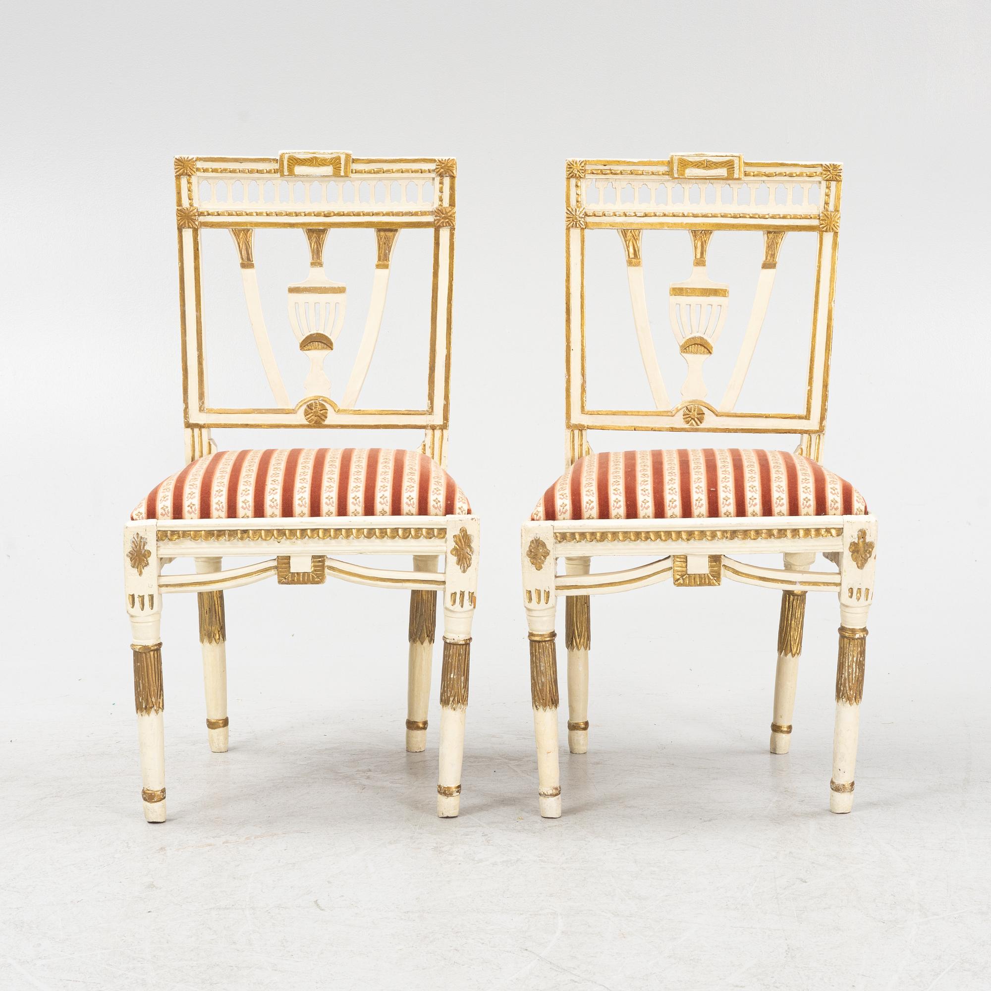 Stolar, 5 st, sengustavianska, 1800-talets början.