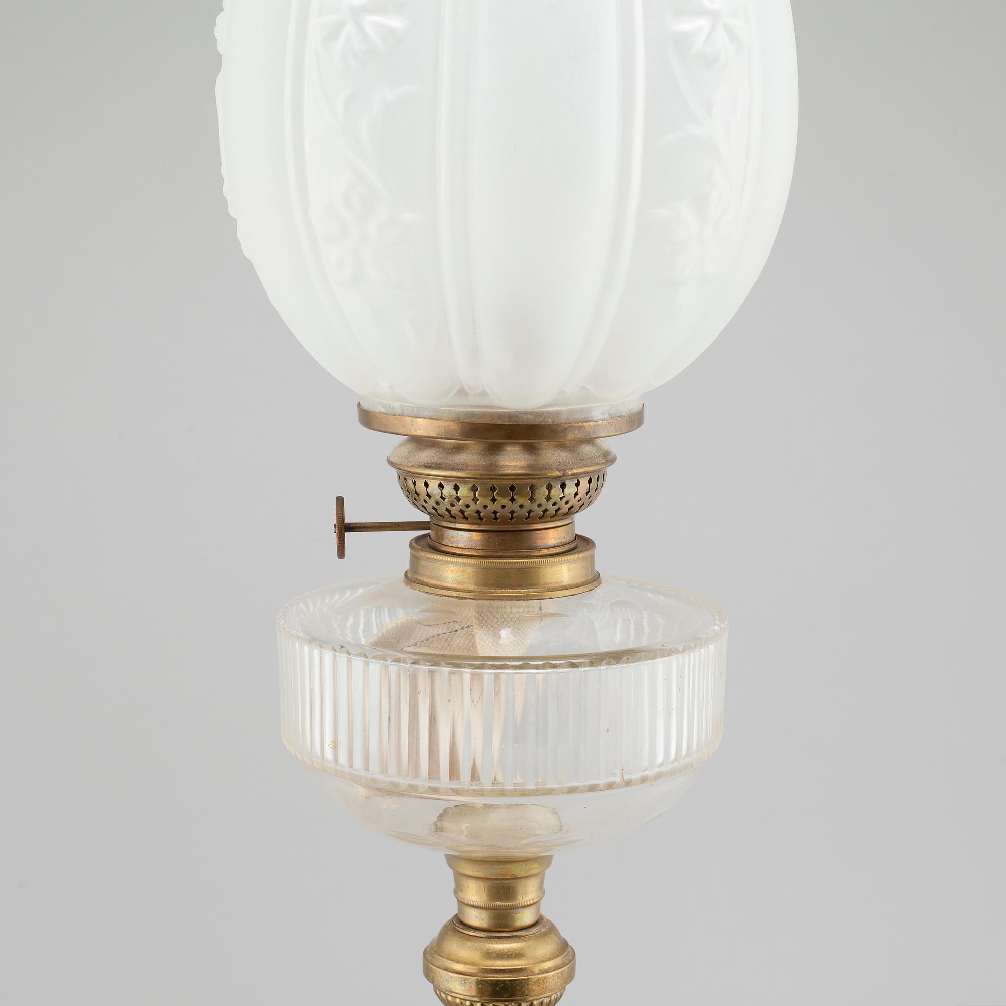 A paraffin lamp by Arvid Böhlmark in Stockholm, made around year 1900.