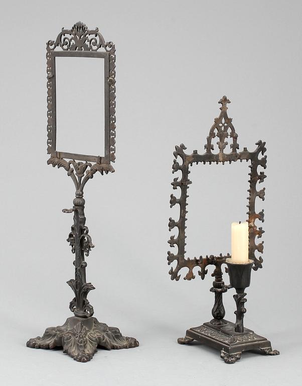 LITOFANISTÄLL, 2 stycken, gjutjärn, 1800-tal.