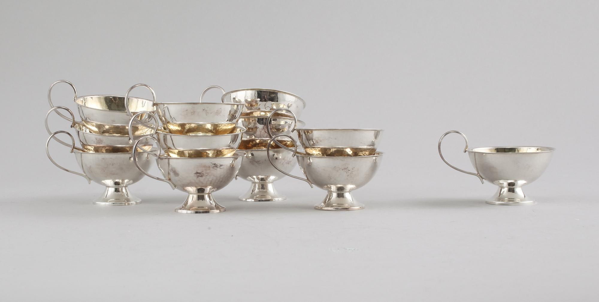 PUNSCHKOPPAR, 12 st, silver, Ceson, Göteborg 1965 - 1971.