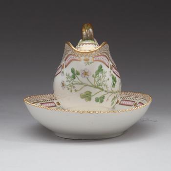 A Royal Copenhagen 'Flora Danica' sauce boat, Denmark, 20th Century.