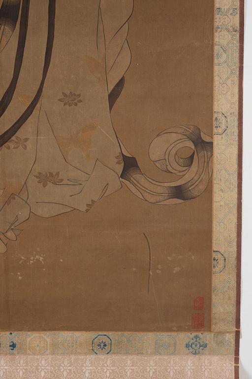 A large scroll painting by anonymous artist, ink and colour on silk, Qing dynasty, 18th century.