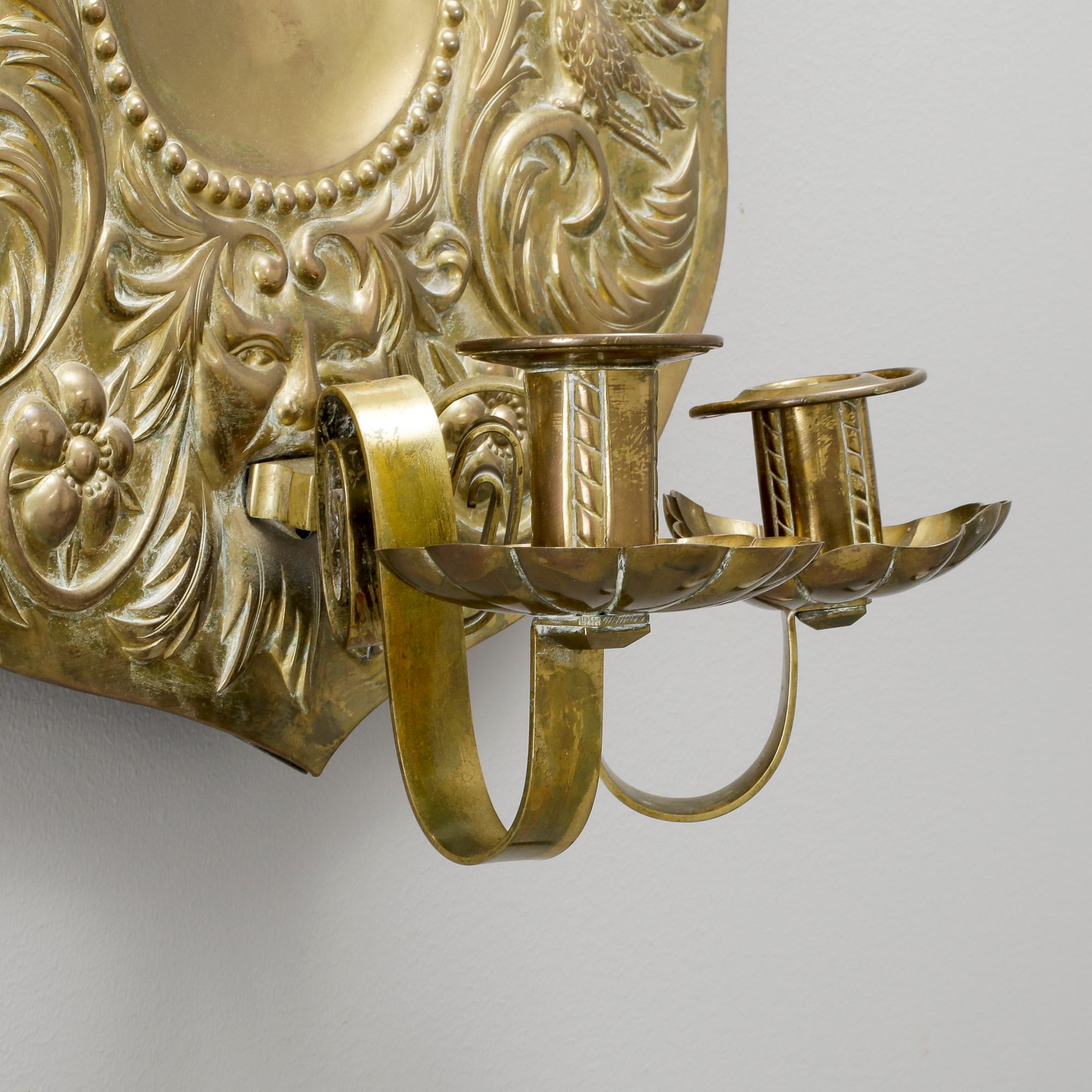 VÄGGPLÅT, mässing, barockstil, omkring 1900.
