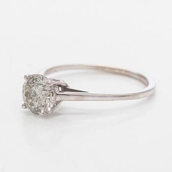 Sormus, briljanttihiottu timantti, 14K valkokulta.