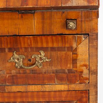 A Swedish late Baroque walnut marquetry writing cabinet.