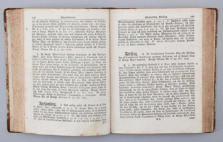 BOK: Swea Rikes Ecclesiastique Werk I Alphabetisk Ordning af Sven Wilskman, tryckt 1782.Hfrb.