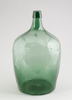FLASKA, grönt glas, sannolikt 1700-tal.