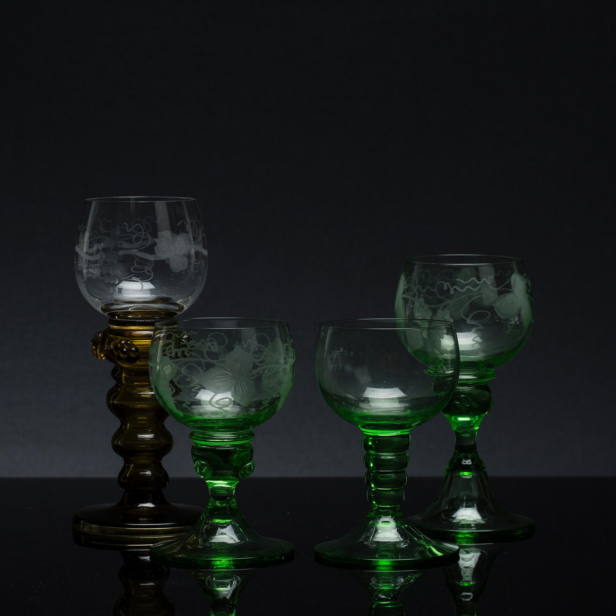 REMMARE, ca 21 st olika modeller, glas, 1900-tal.