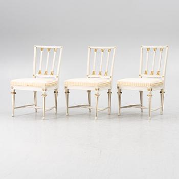 Stolar, 3 st, sengustavianska, Stockholm, omkring 1800.