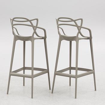 Philippe Starck and Eugeni Quitllet, a pair of "Masters stool" bar stools, Kartell, Italy, 2012.