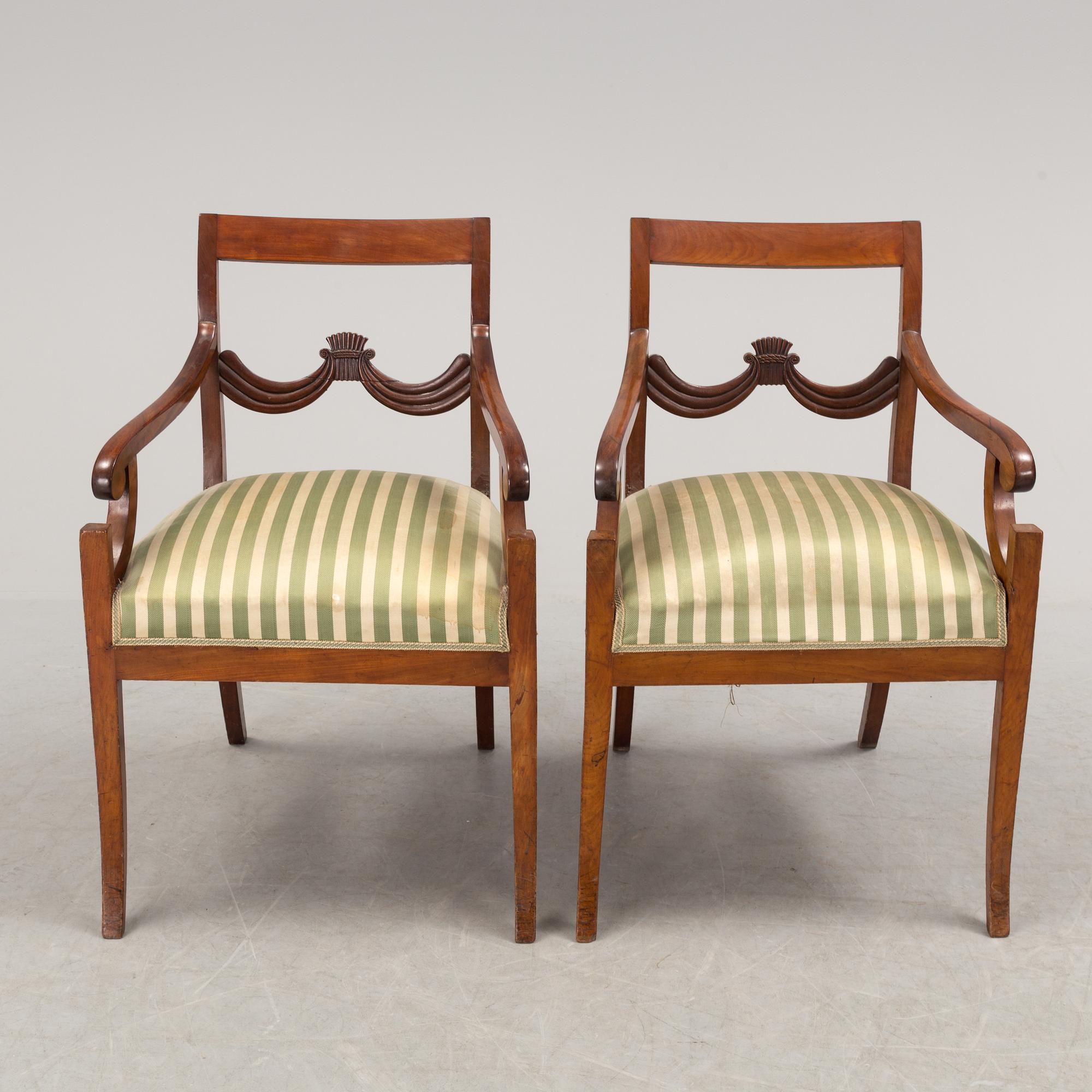 MÖBELGRUPP, 7 delar, Karl Johan, 1800-talets första hälft.