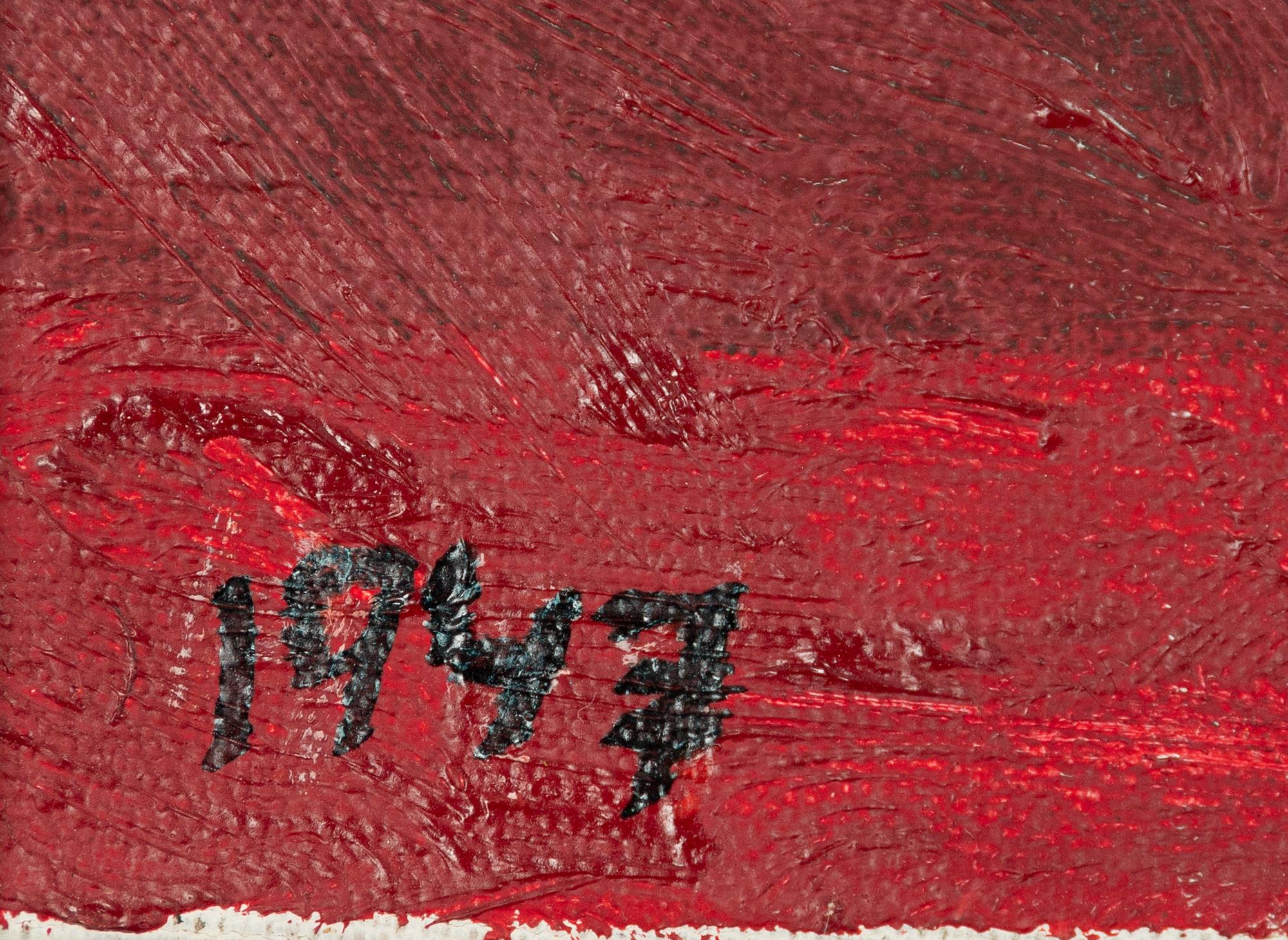 Lars Gynning, duk, Hästar i solnedgång.