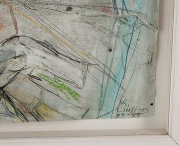 KENT LINDFORS . Blandteknik/akvarell/blyerts på papper. Sign K. Lindfors o dat 84-85.