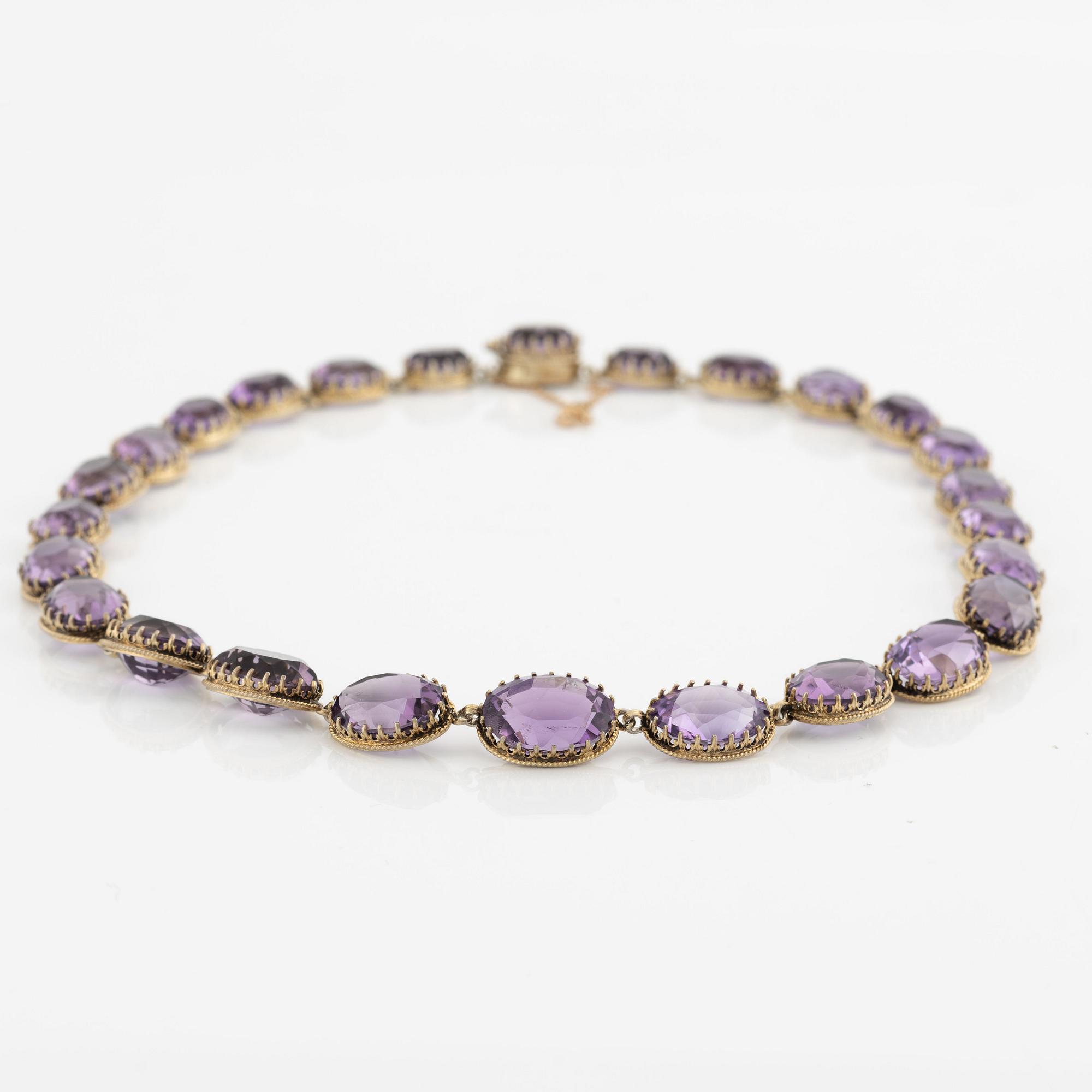 Necklace, rivière with amethysts.