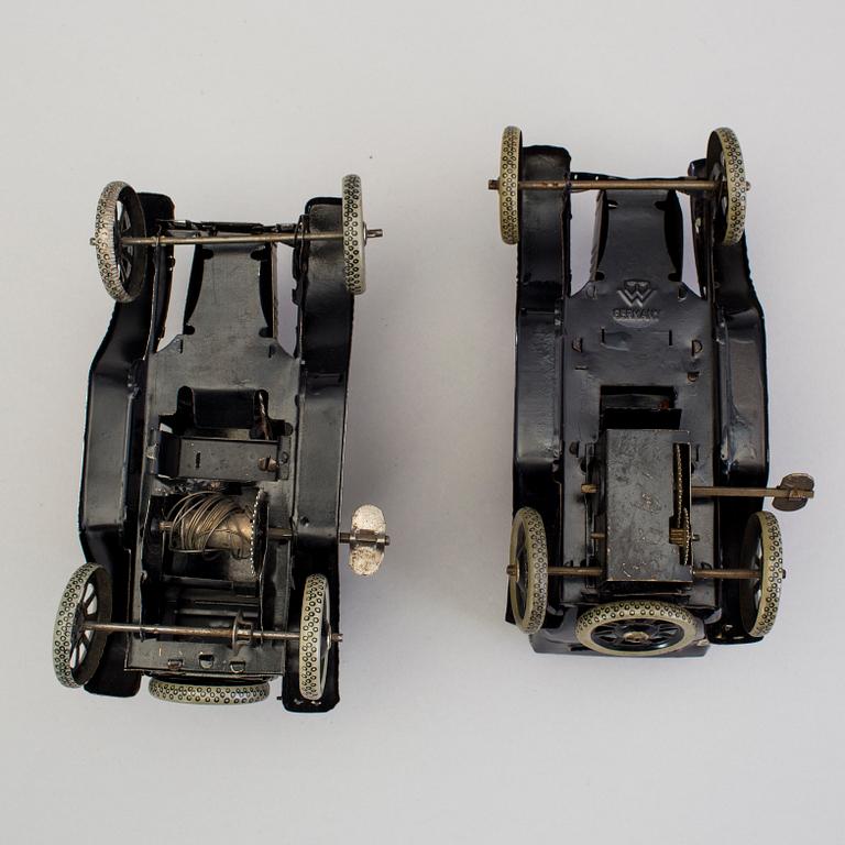 Two tinplate Bing Werke Fords, Germany, 1920s.