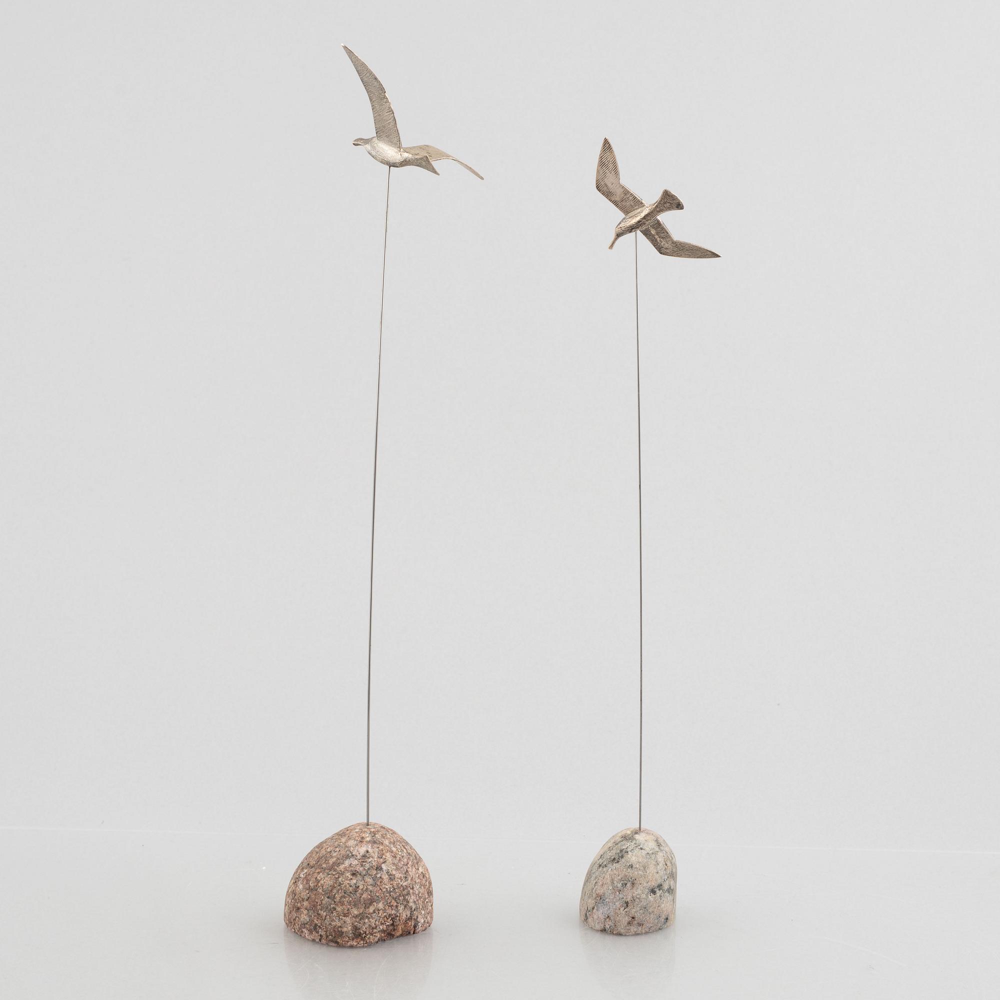 Rey Urban, two sterling silver birds, Stockholm 1995-2007.