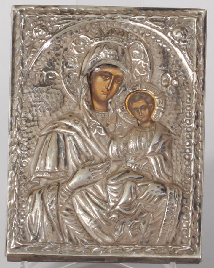 IKONER,2 st, trä, silver, mässing, trol Ryssland.