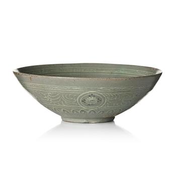 1090. A celadon glazed slip-decorated bowl, Korea, Goryeo, 12/13th century.