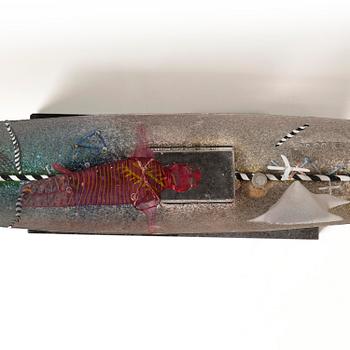 Bertil Vallien, skulptur, båt, sandgjutet glas, Kosta Boda 1992.