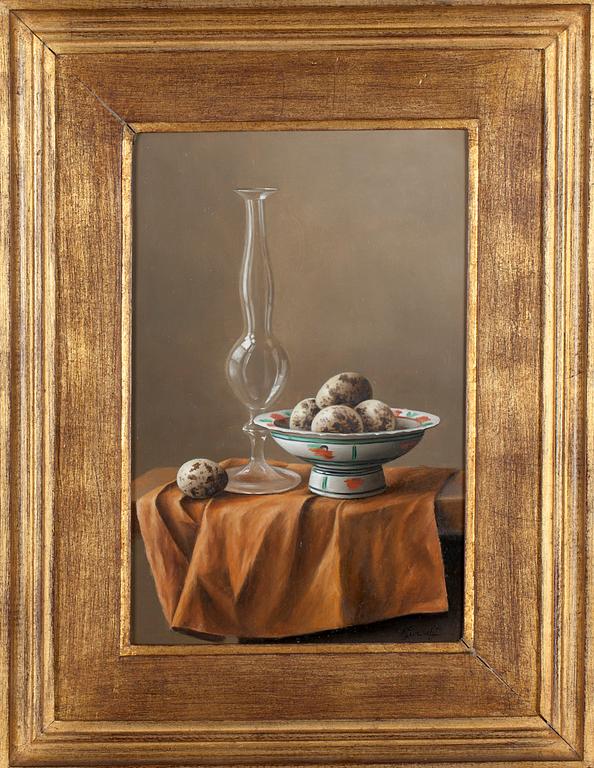 Nadine Lundahl, Stilleben med vaktelägg.