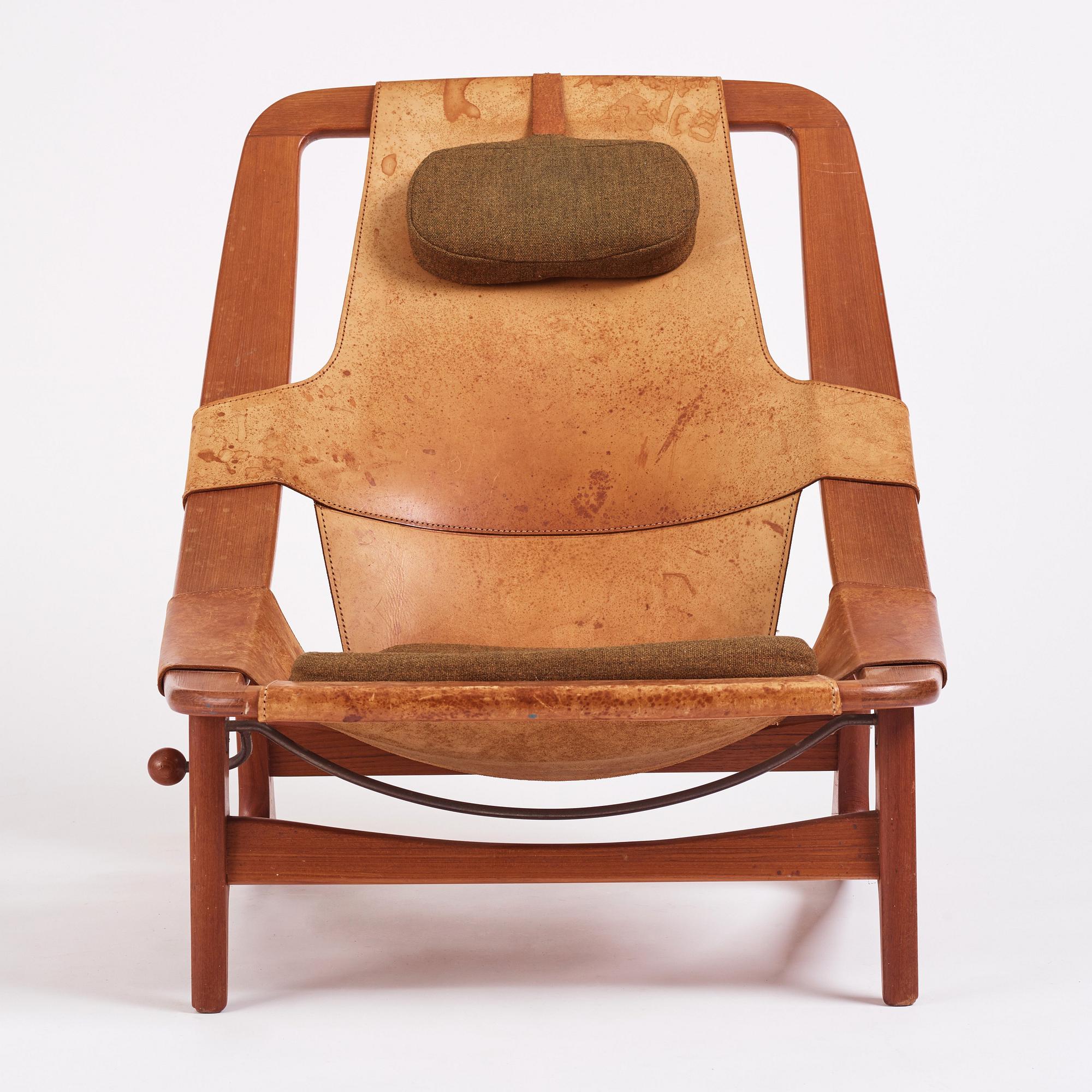 Arne Tideman Ruud, a teak and natural brown leather 'Holmenkollen' chair, AS Inventar/ Norcraft, Gjövik Norway, 1950s-1960s.