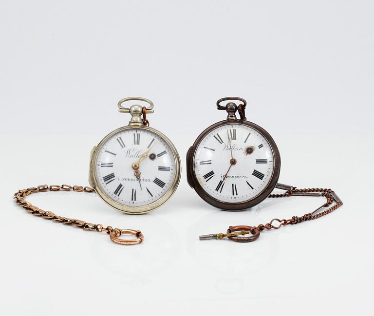 SPINDEL, 2 st, pläter, Wallerius, Norrköping, 1800-talets första hälft.