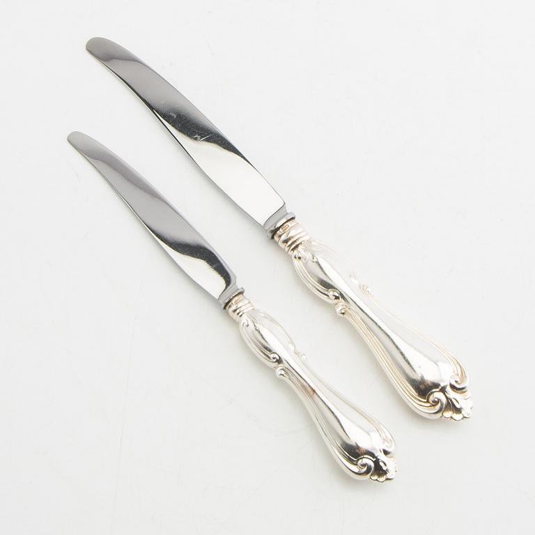 Cutlery, 86 dlr "Olga" silver CG Hallberg Stockholm 1950s.