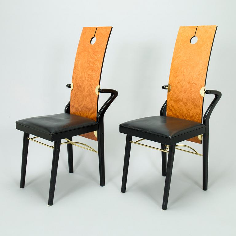 Pierre Cardin, A set of eight chairs marked Pierre Cardin, France. 1980s.