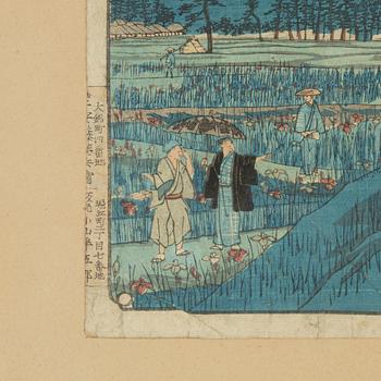Utagawa Hiroshige II, färgträsnitt, 2st, Japan, 1800-talets andra hälft.