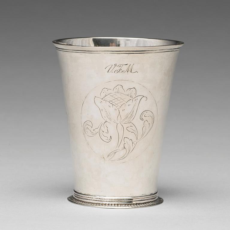 A Swedish early 18th century silver beaker, mark of Christian Dalbeck, Kristianstad 1716.