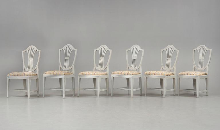 Six late Gustavian circa 1800 chairs.