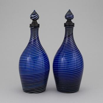 2 decanters of glass, probably Gjövik, Norway, first quarter of 19th century.